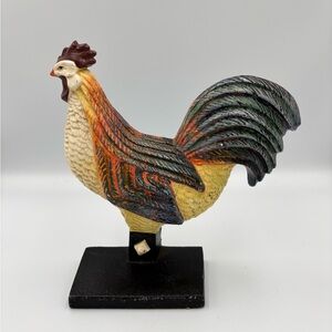 VTG IRON Colorful Rooster Doorstop